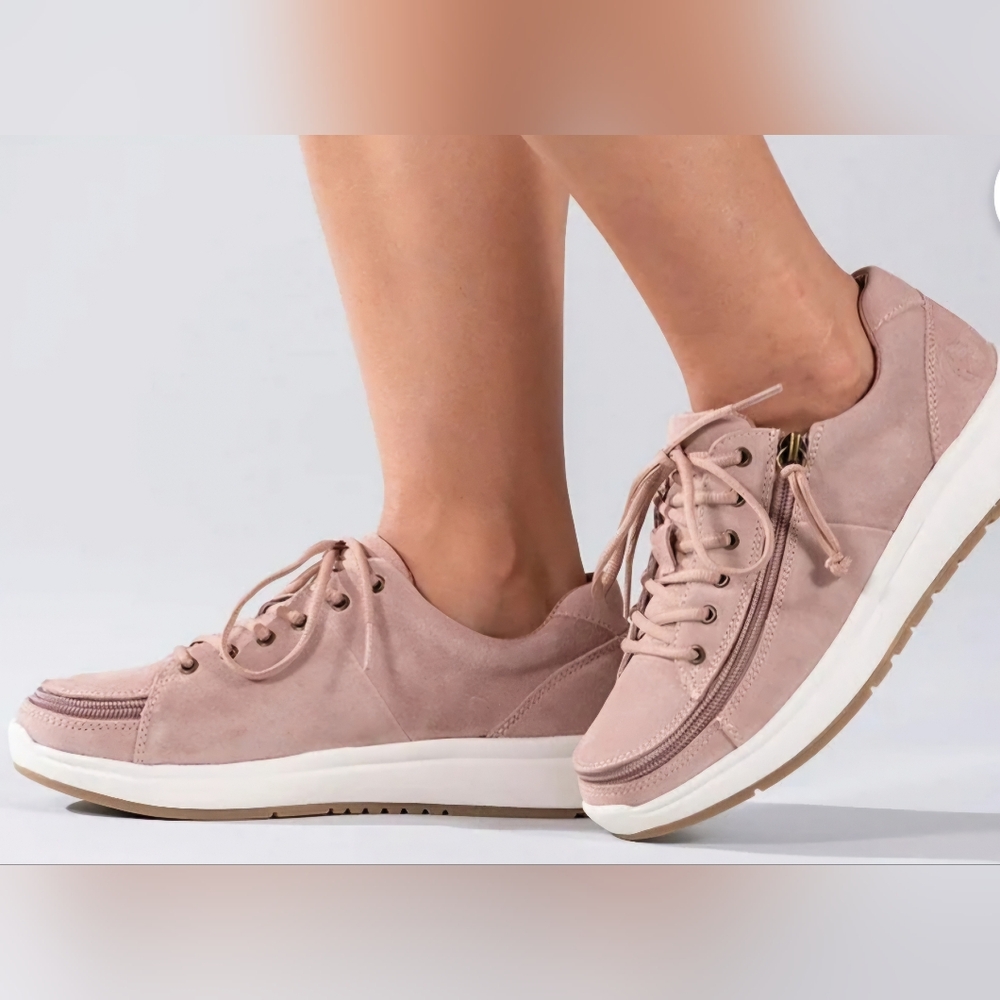 BILLY Footwear Blush Suede Comfort Low Sneakers Shoes Pink Size 8.5 Wide